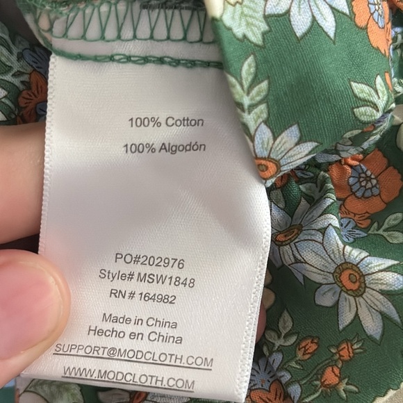 Mod Cloth More Than Charming Green Floral Midi Skirt Mother Nature Cotton 1X - Picture 7 of 8